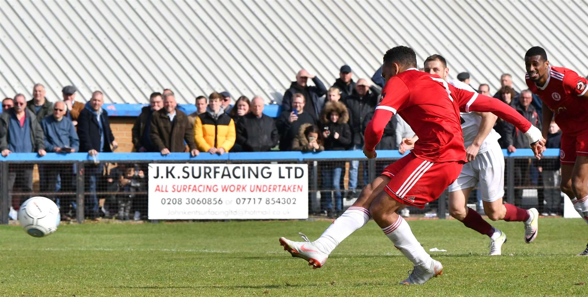 Brendan Kiernan scores the winning penalty. Picture Keith Gillard