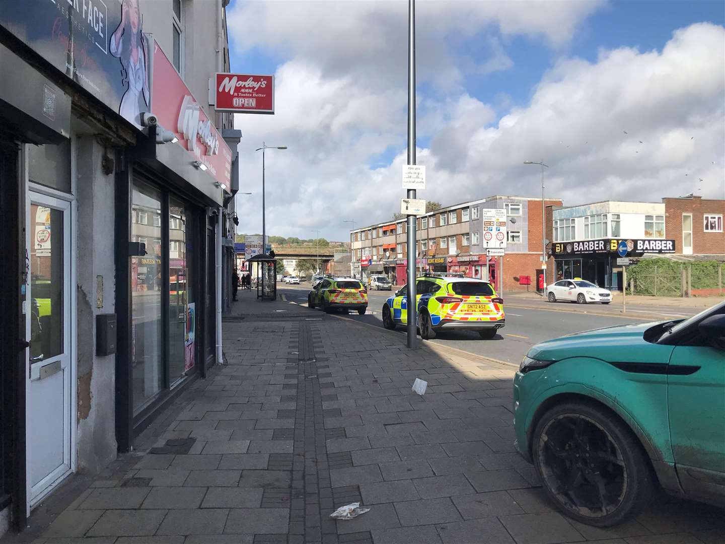 Police in Strood High Street near Rochester Bridge after a stabbing