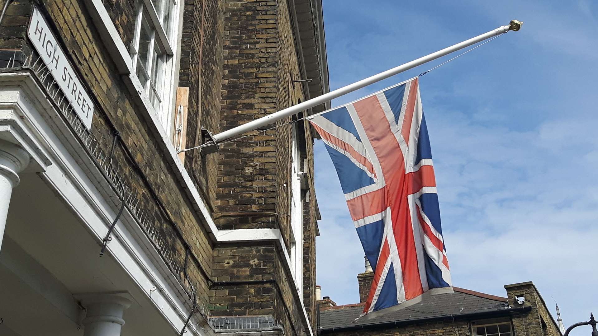 Terror aftermath. The flag at half mast at Deal Town Hall today