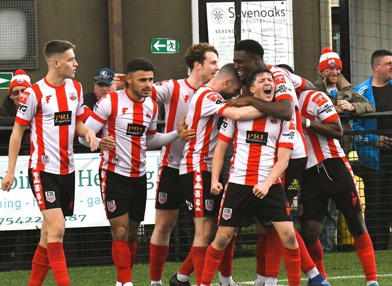 Sheppey celebrate during their 3-0 Isthmian South East victory at Sevenoaks. Picture: Marc Richards