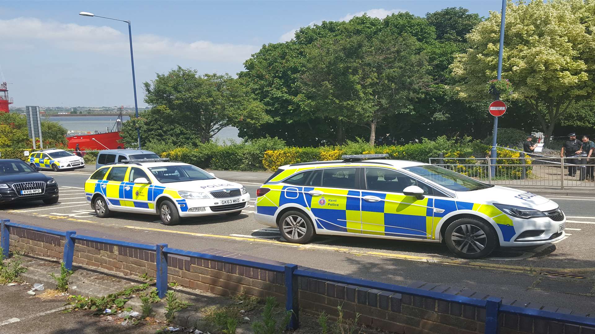 Several police cars parked up in West Street