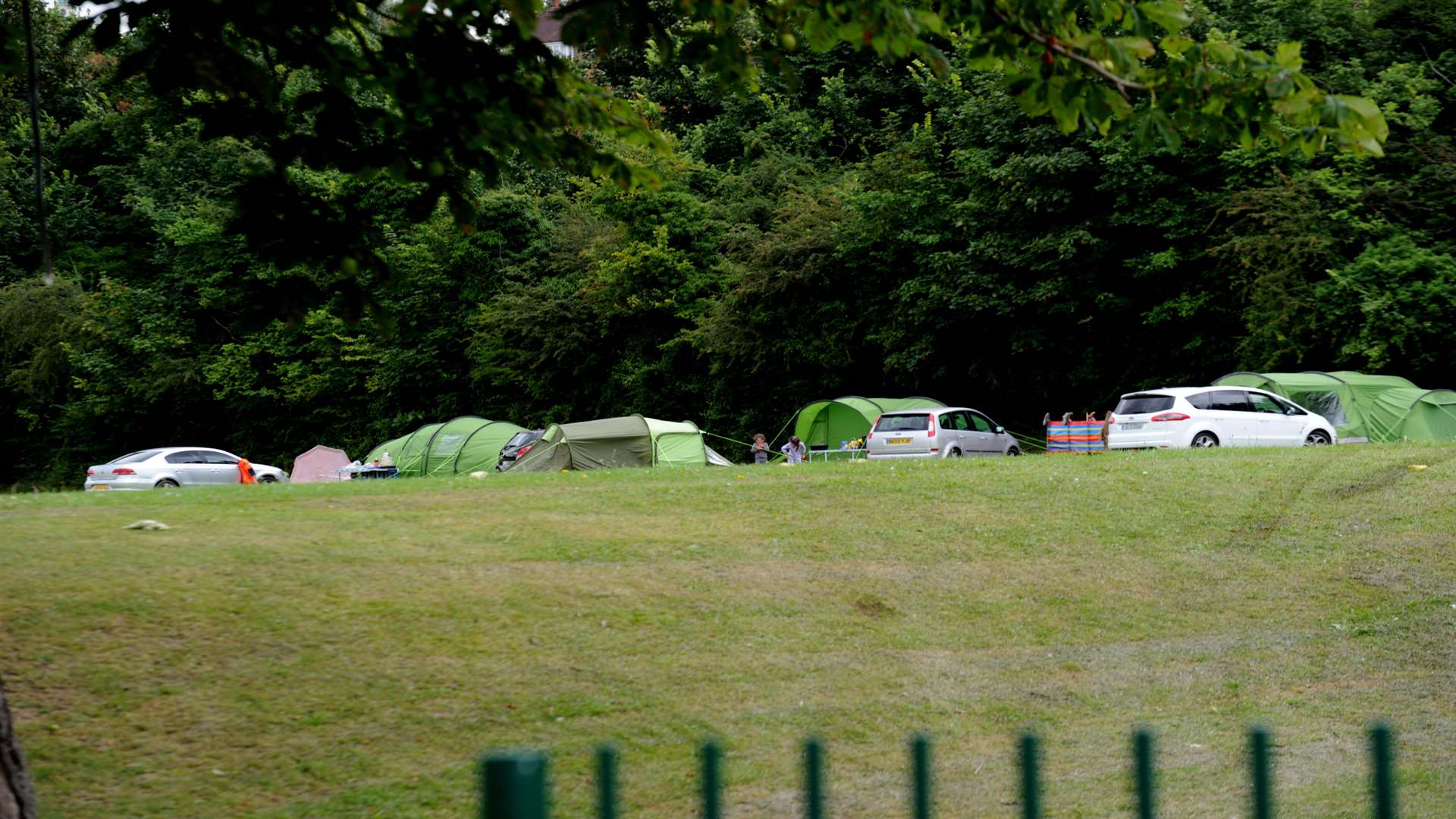 Tents have been put up on the field