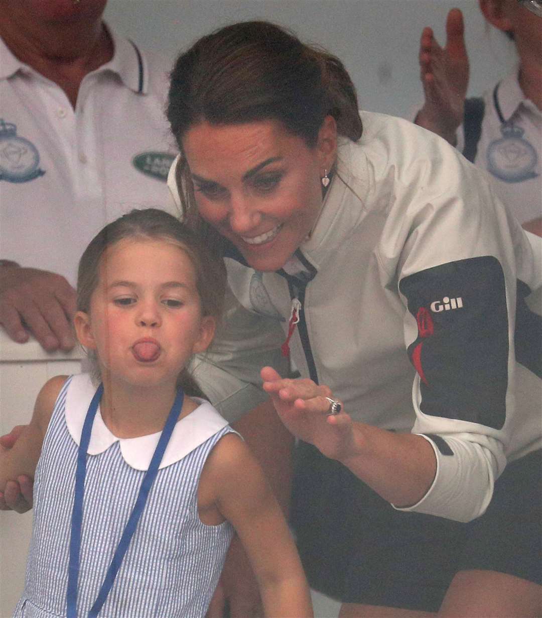 Charlotte poking her tongue out at the regatta (Andrew Matthews/PA)