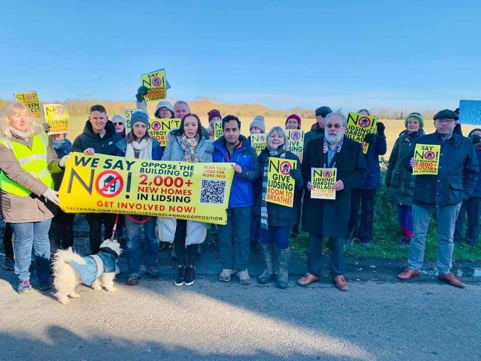 Protestors opposed to the scheme