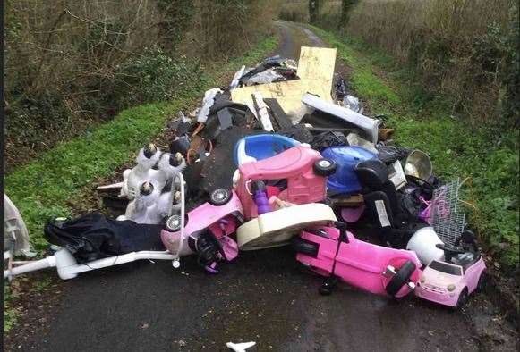 Fly-tipping in Park Wood Lane, Staplehurst. Picture: KCC