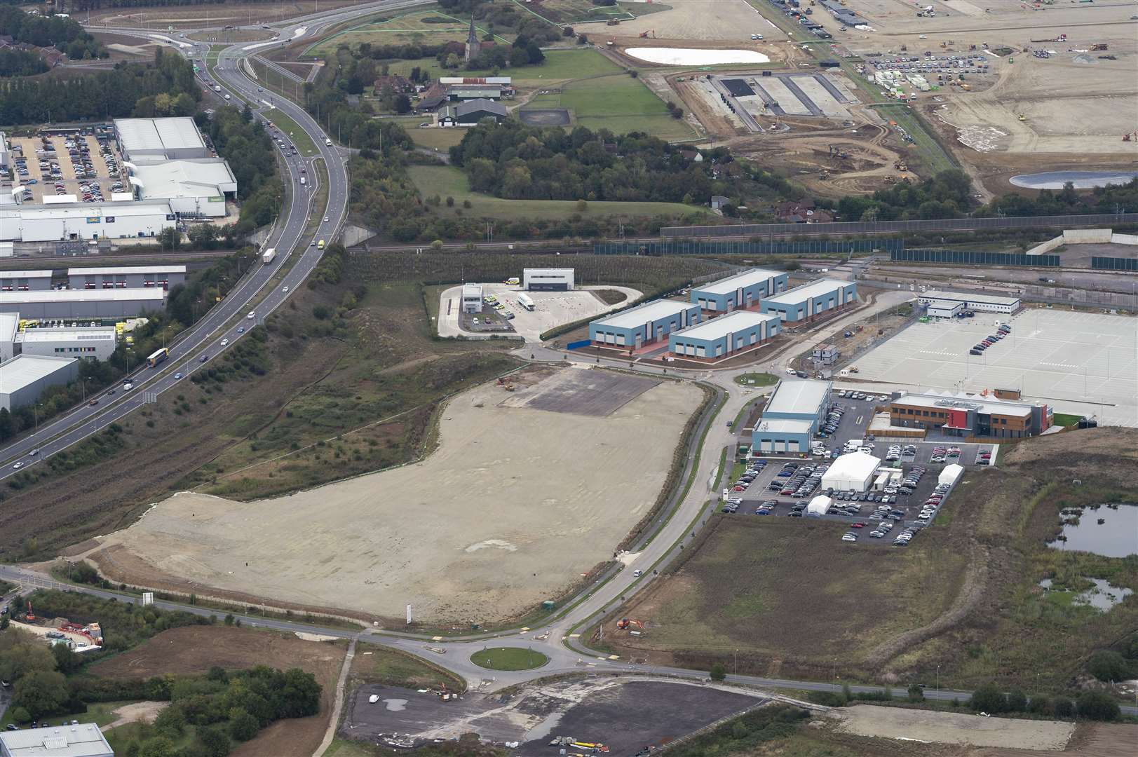 Work under way at the new Brexit lorry park at Junction 10A of the M20 in Ashford