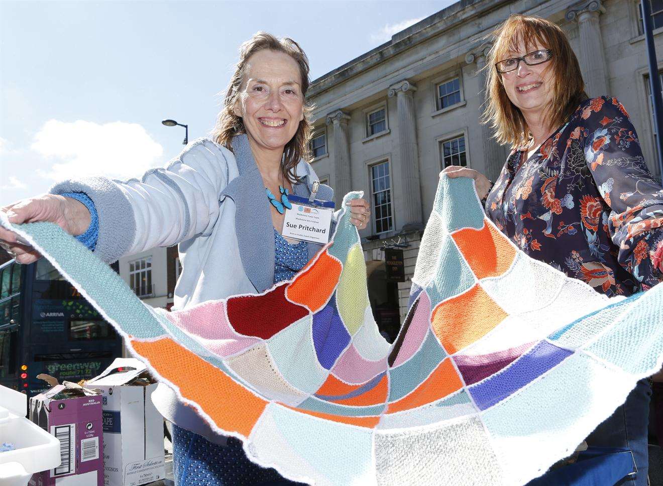 Sue Pritchard of the Maidstone Town Team at a previous event in Jubilee Square with Sue Greenham