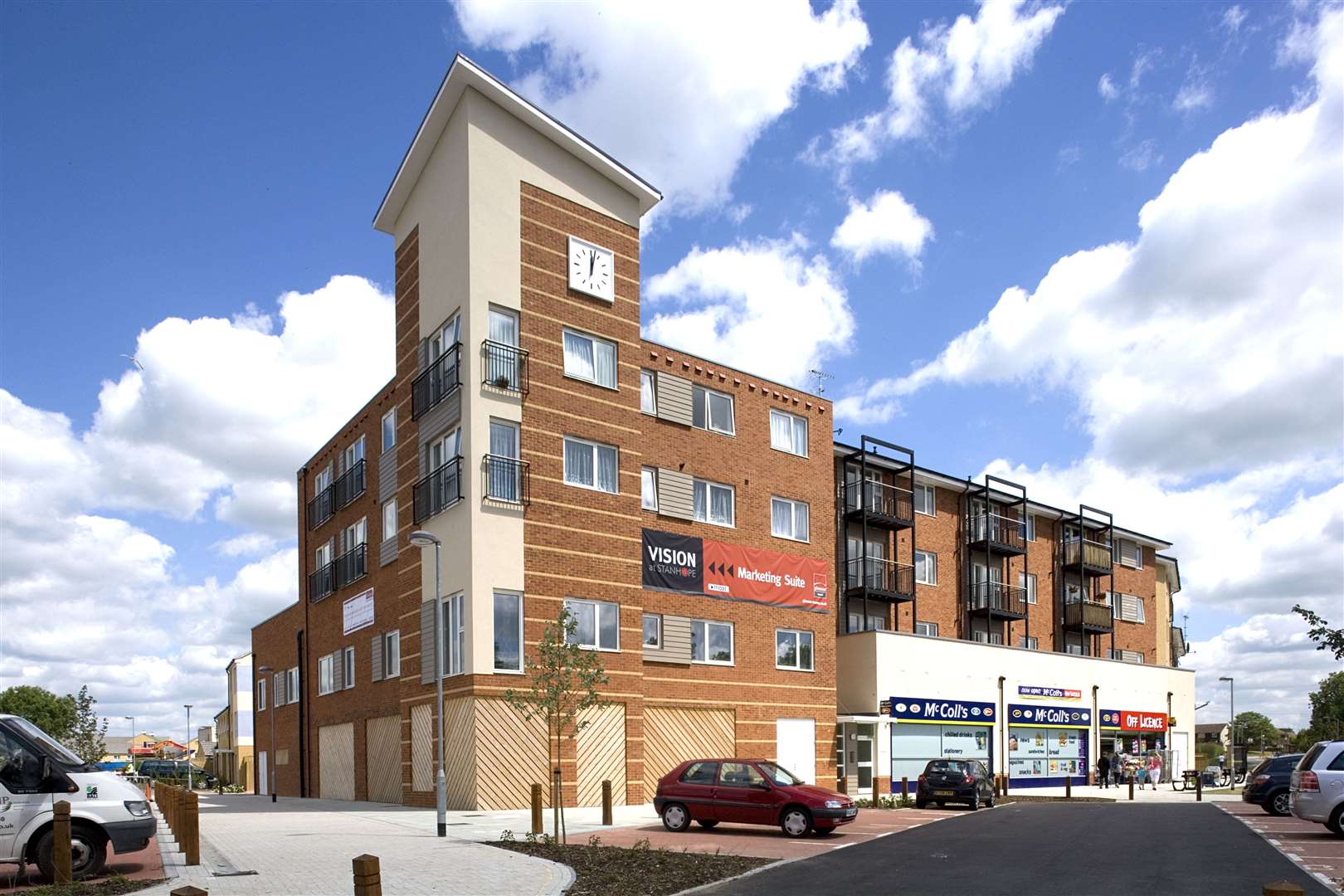 An arcade of shops was introduced to Stanhope Court as part of the regeneration work. Picture: ABC