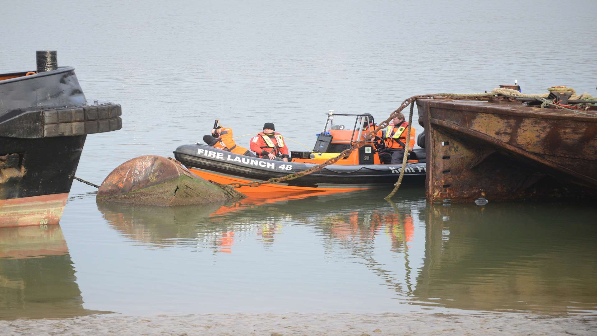 Police and coastguard crews carrying out a water and shore search today