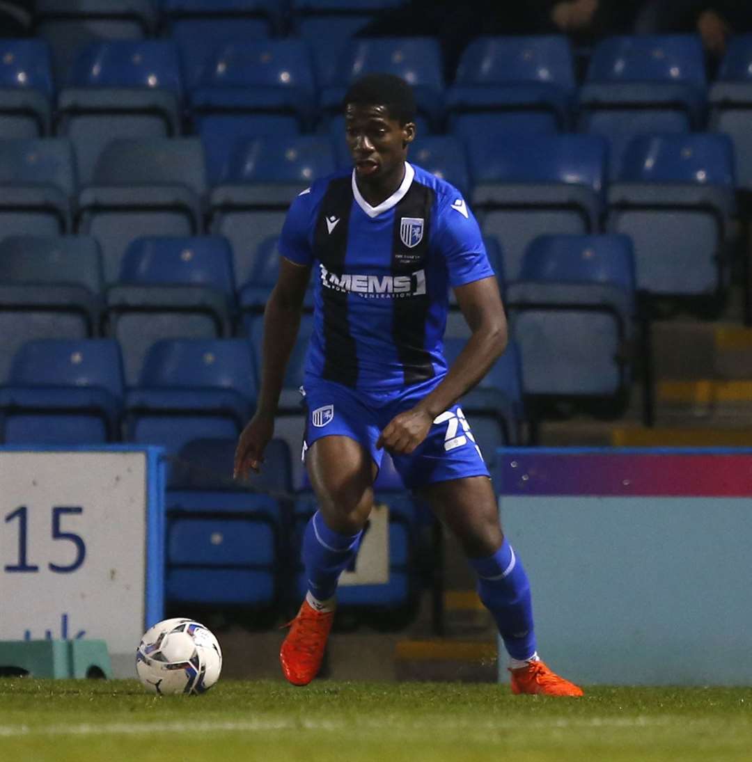 Gillingham forward Joe Gbode has time on the ball. Picture: Andy Jones