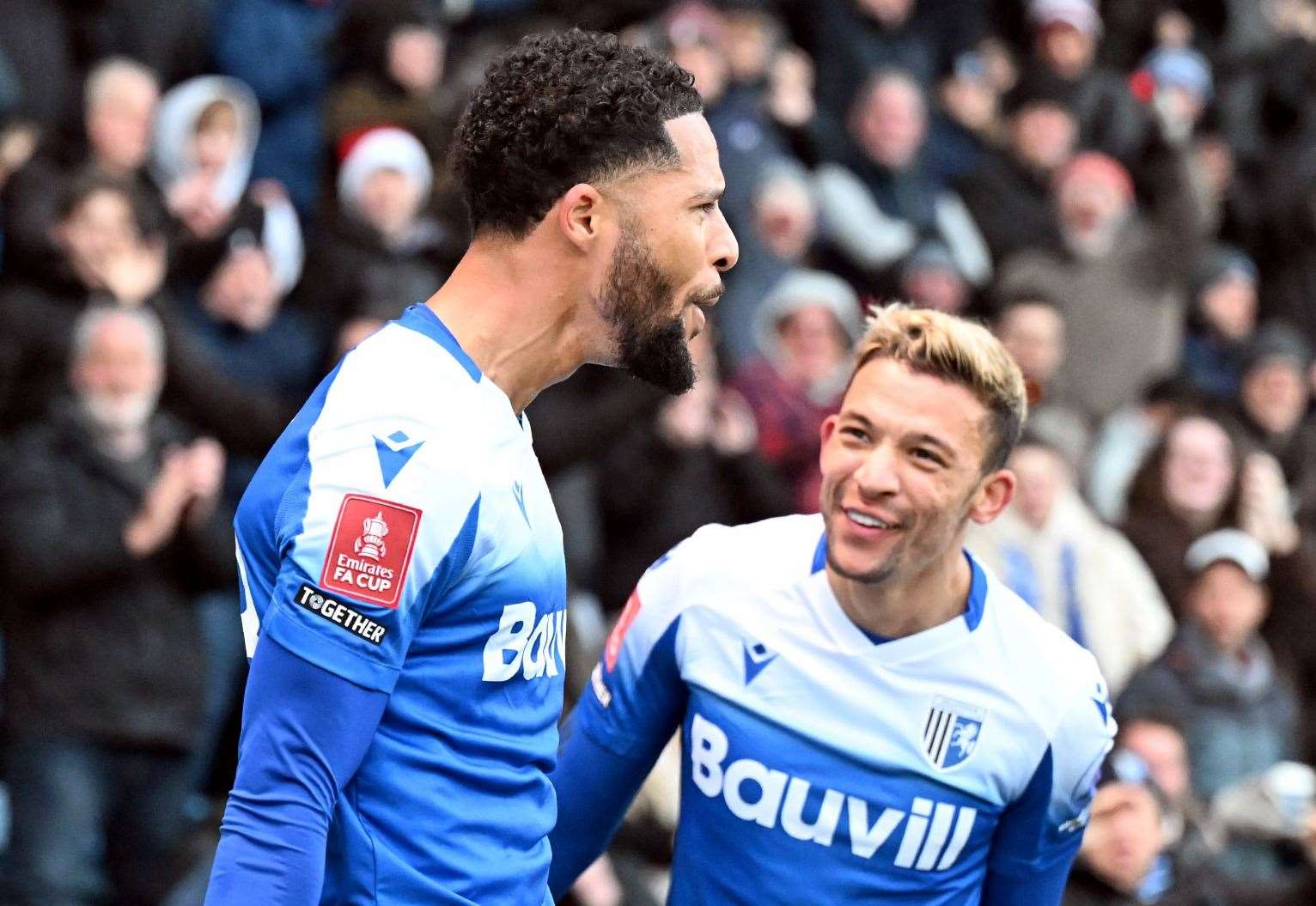 Tim Dieng celebrates scoring the second goal against Charlton in the FA Cup Picture : Keith Gillard