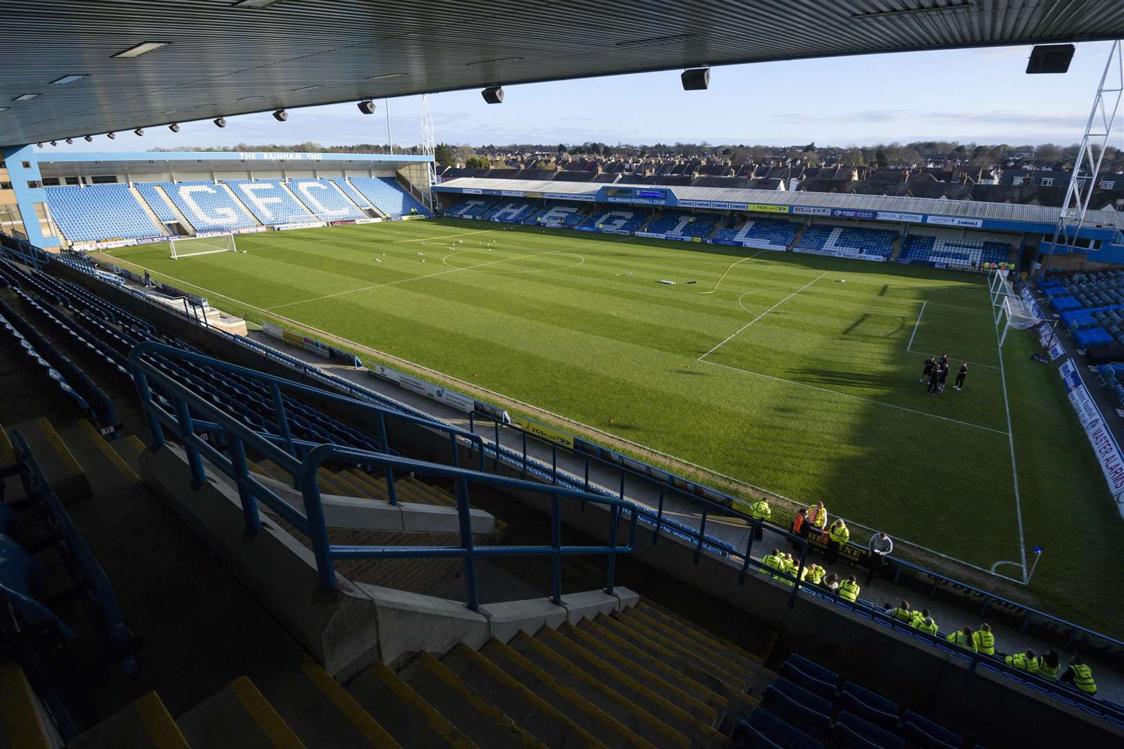 A sunny Priestfield Stadium.