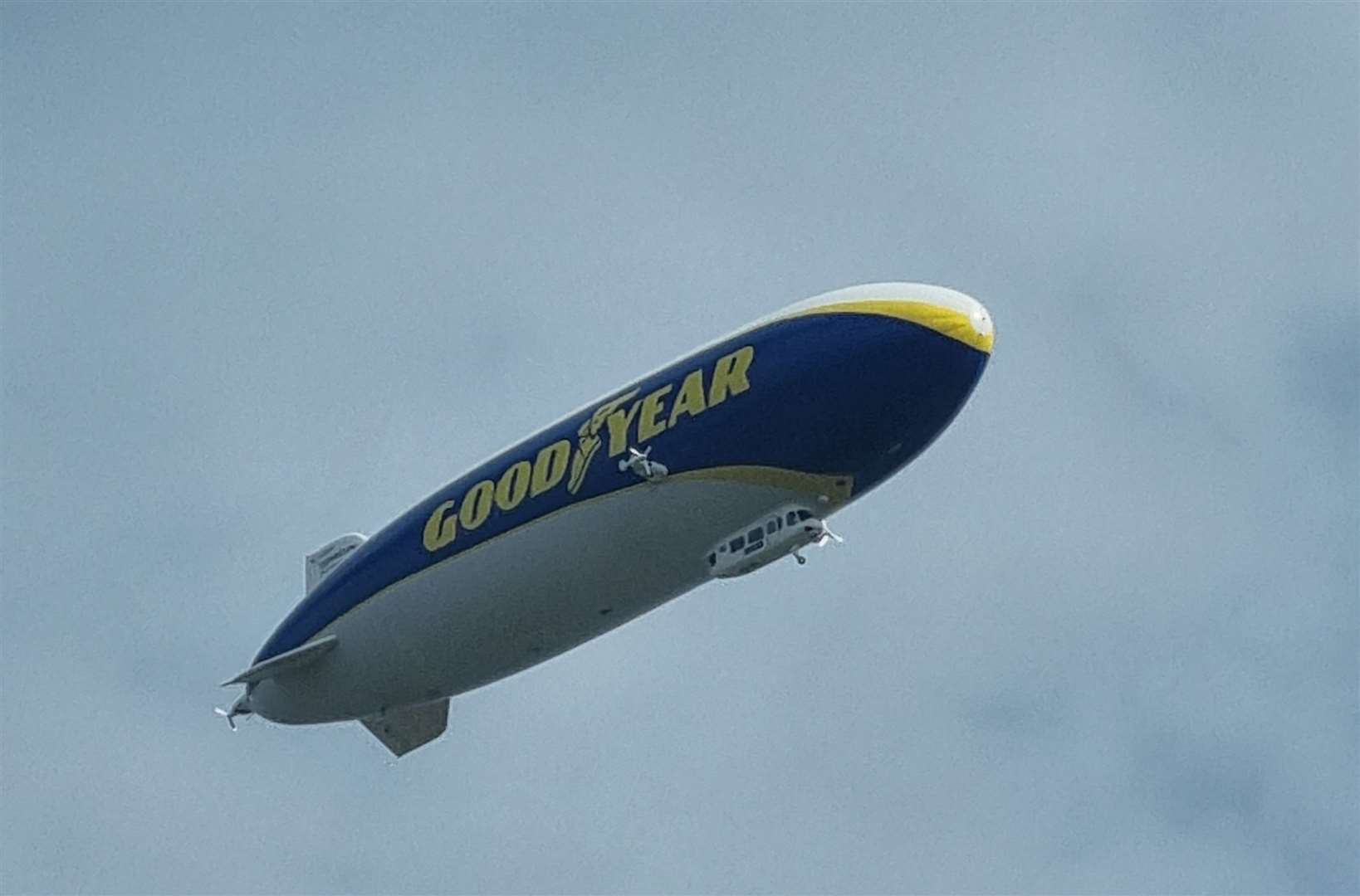 The Goodyear Blimp above Sittingbourne. Photo by Francesca Preece