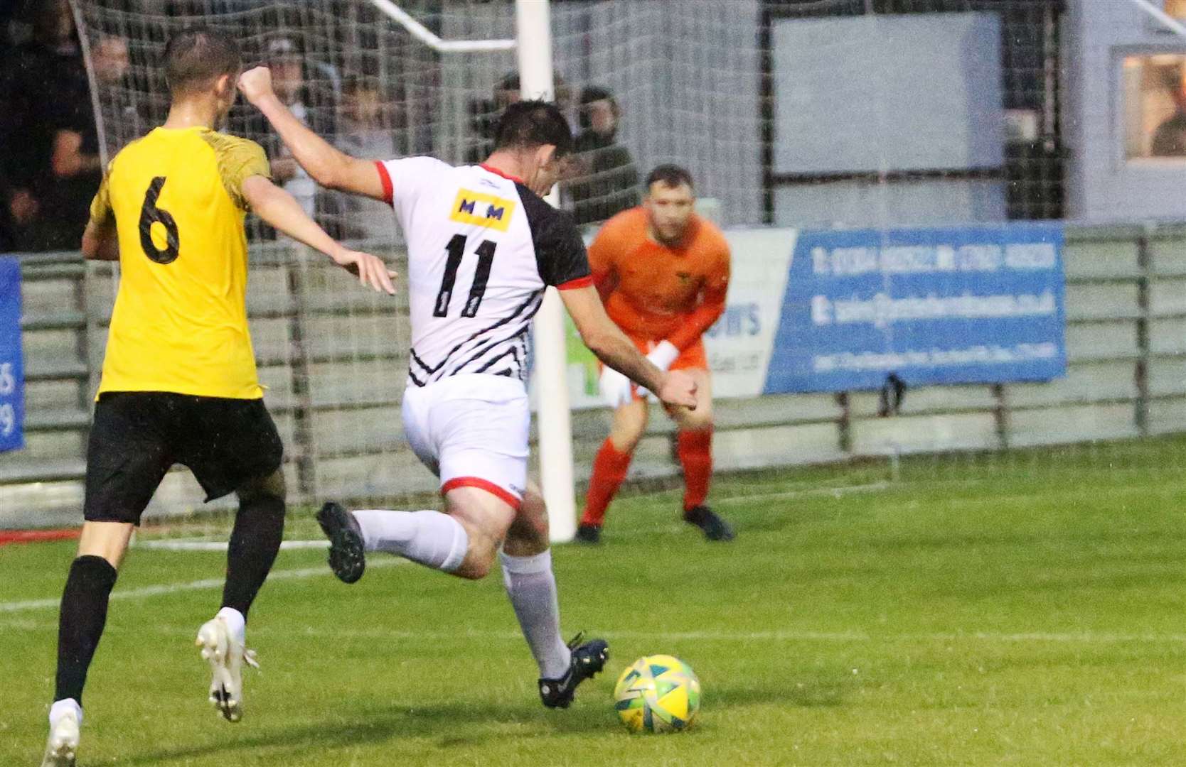 Riley Alford, of Deal, shoots towards the Minster goal. Picture: Paul Willmott