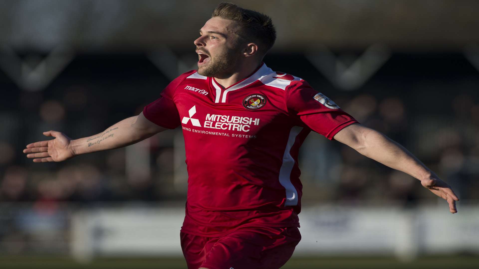 Matt Godden has just scored a stunning winner for Ebbsfleet at Bromley Picture: Andy Payton