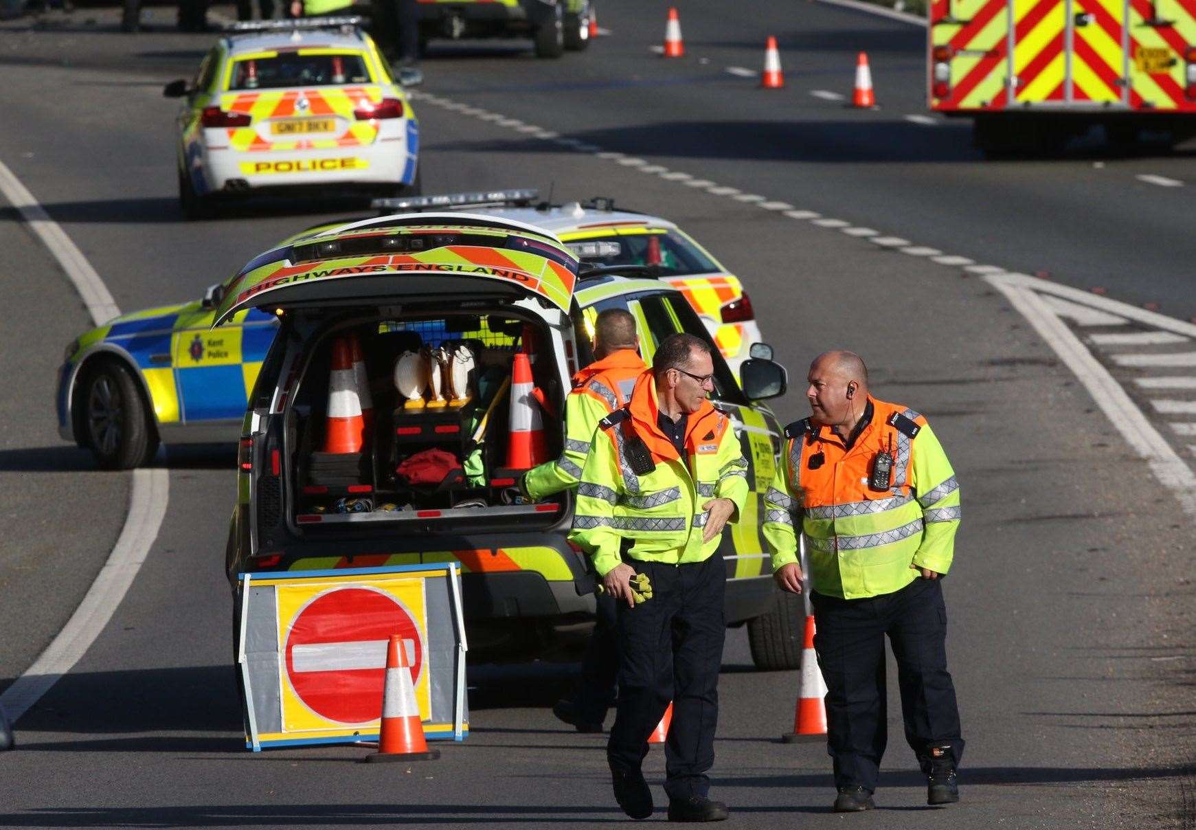 Police at the scene of the crash. Picture: UKNIP