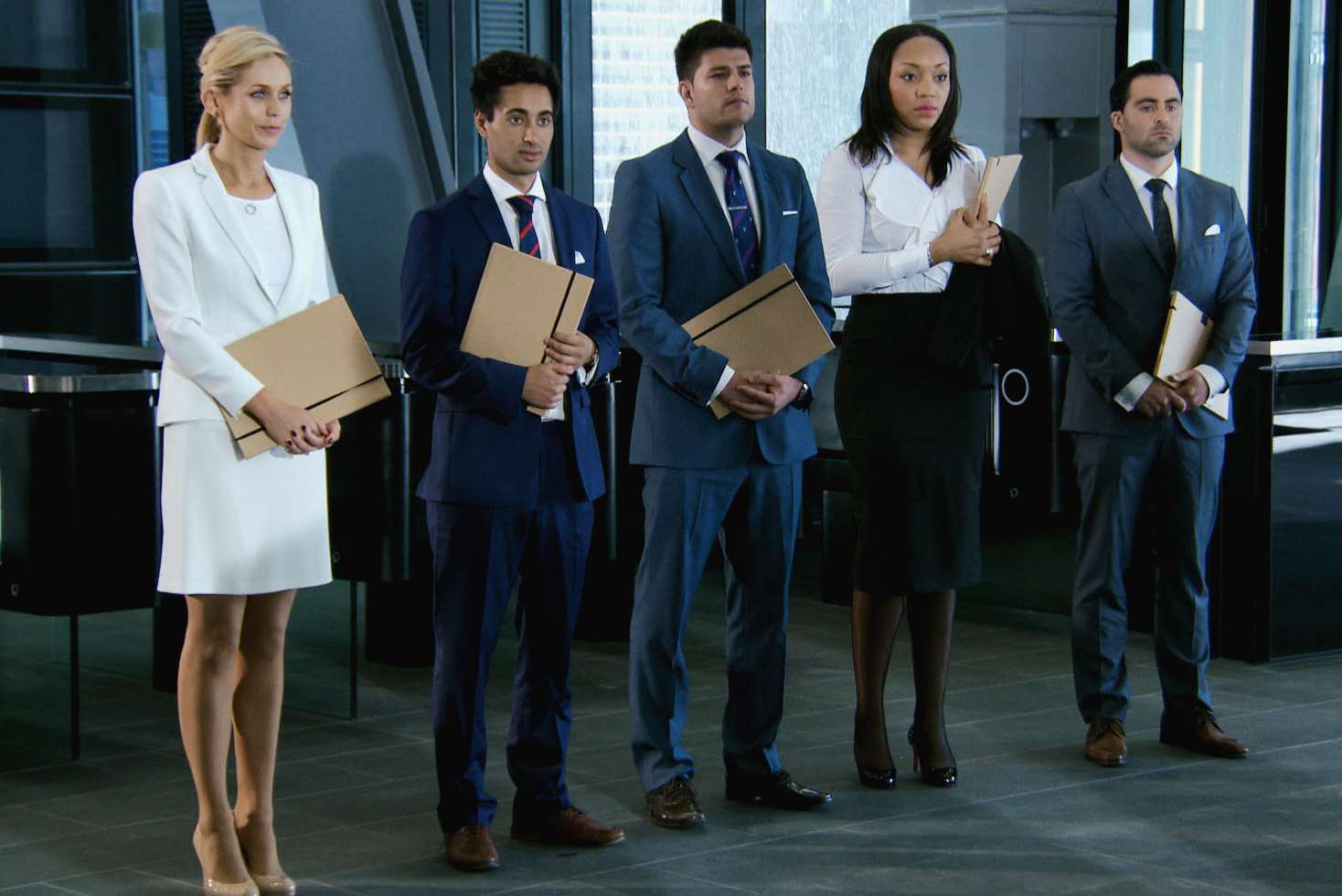 Left to right: Roisin Hogan, Solomon Akhtar, Mark Wright, Bianca Miller and Daniel Lassman. Credit: BBC/Boundless