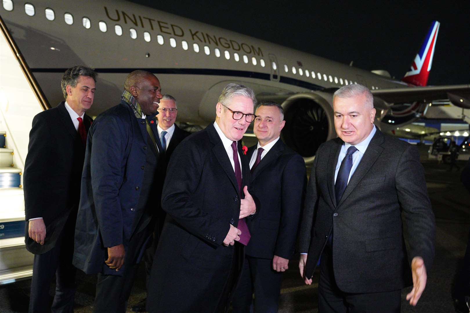 Prime Minister Sir Keir Starmer (centre), Foreign Secretary David Lammy (second left) and energy secretary Ed Miliband (left) at the Cop29 climate summit in Baku, Azerbaijan (Carl Court/PA)