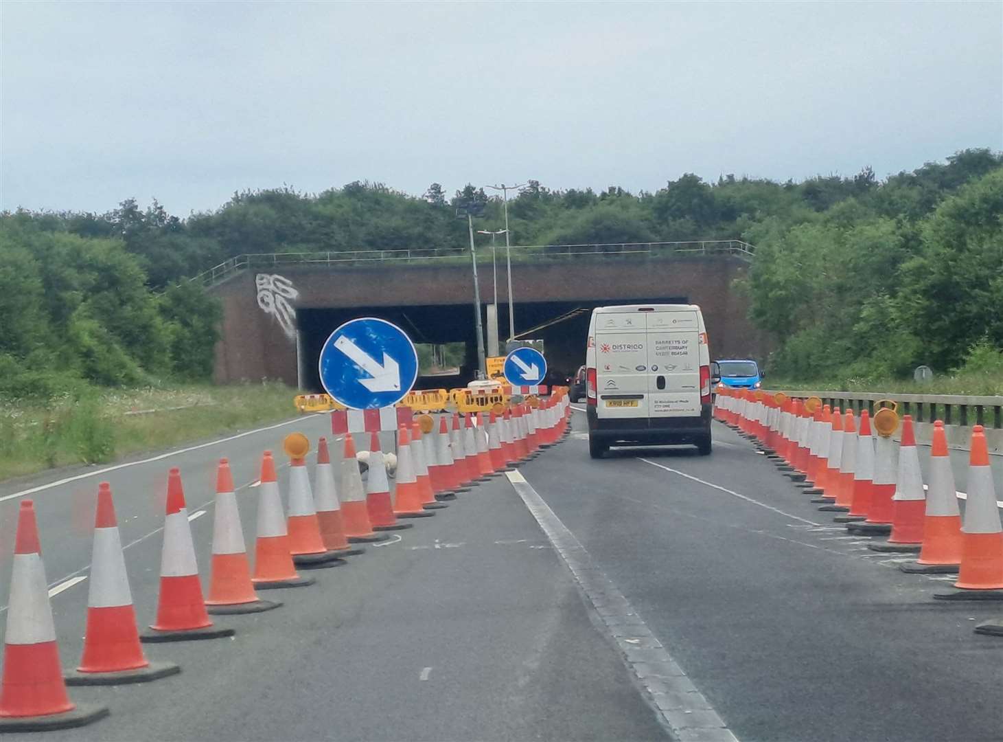 A contraflow has been in place since June, taking vehicles around the closed coastbound section of the Chestfield Tunnel