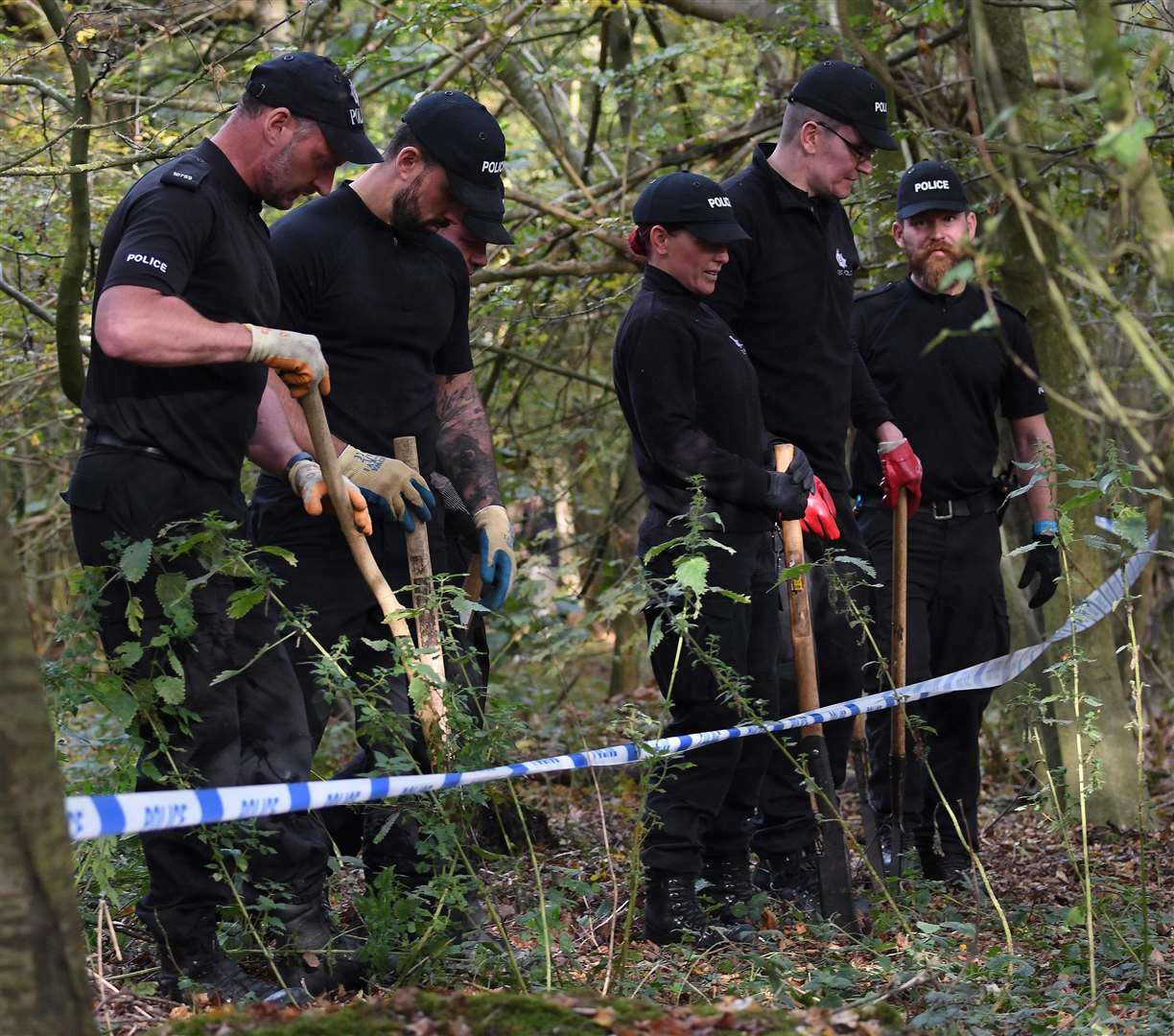 Search teams were seen in Malthouse Road this morning as they continue to scour woodland and farmland, picture Steve Finn