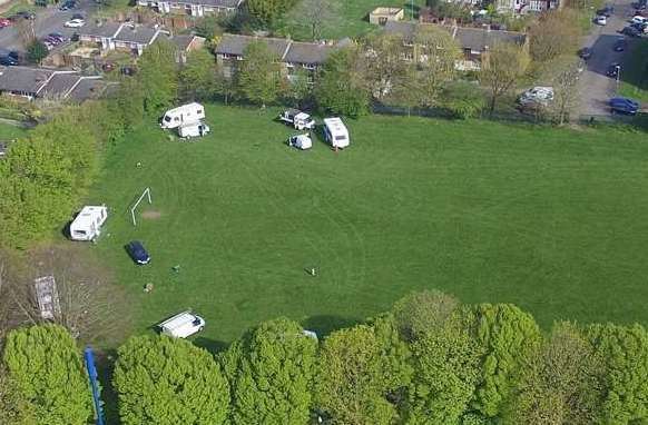 Travellers pitched up at Gatland Recreation Ground, in Maidstone, last year