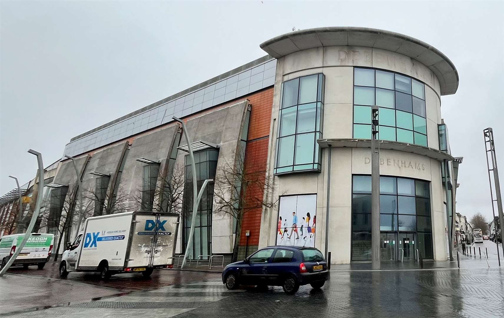 The empty Debenhams store, seen from Elwick Road