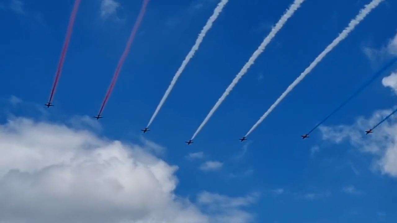 The RAF display team over Headcorn. Picture: Andrew Graco