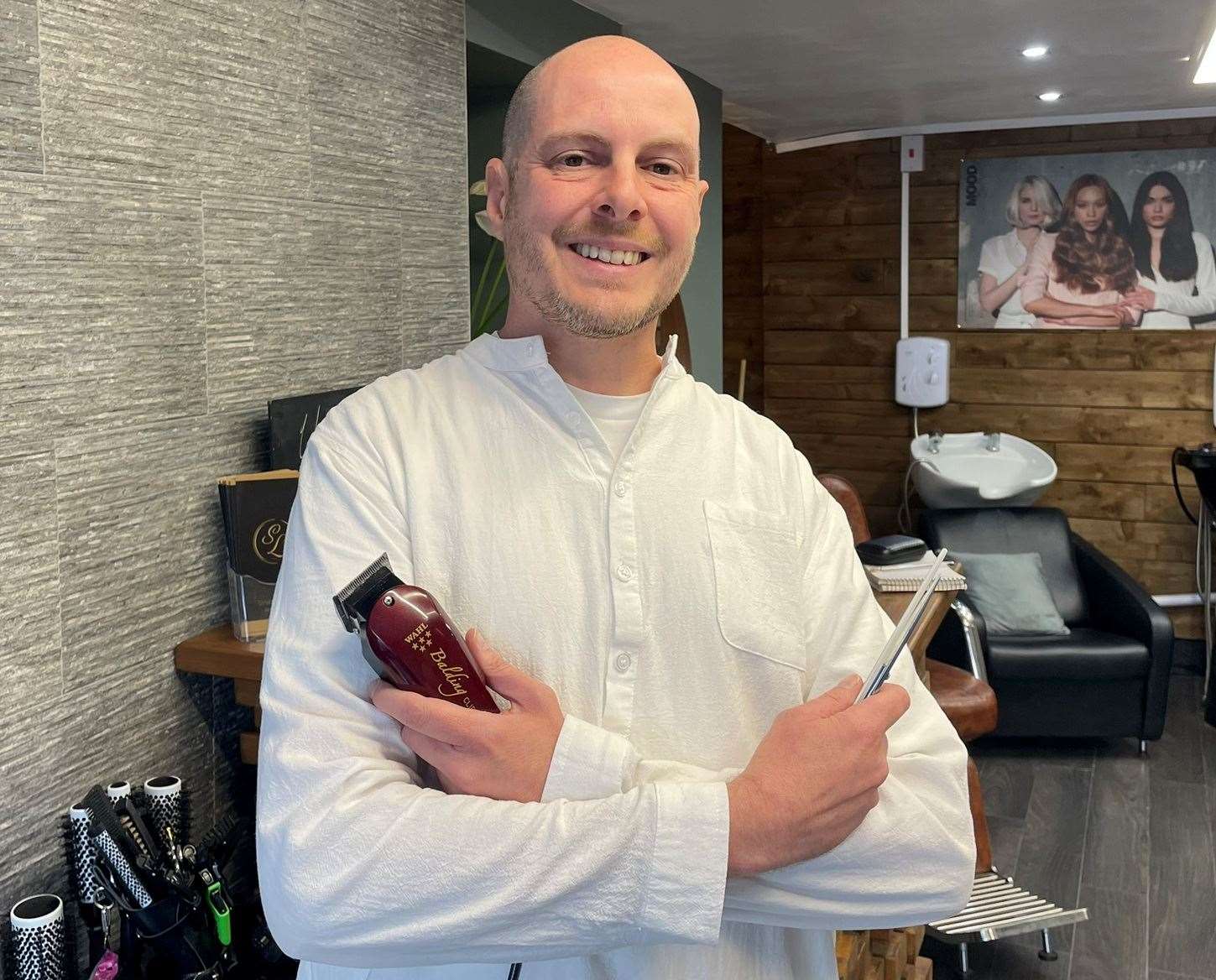 Capelli Salon owner Colin Bastable in his newly opened unisex hairdressers