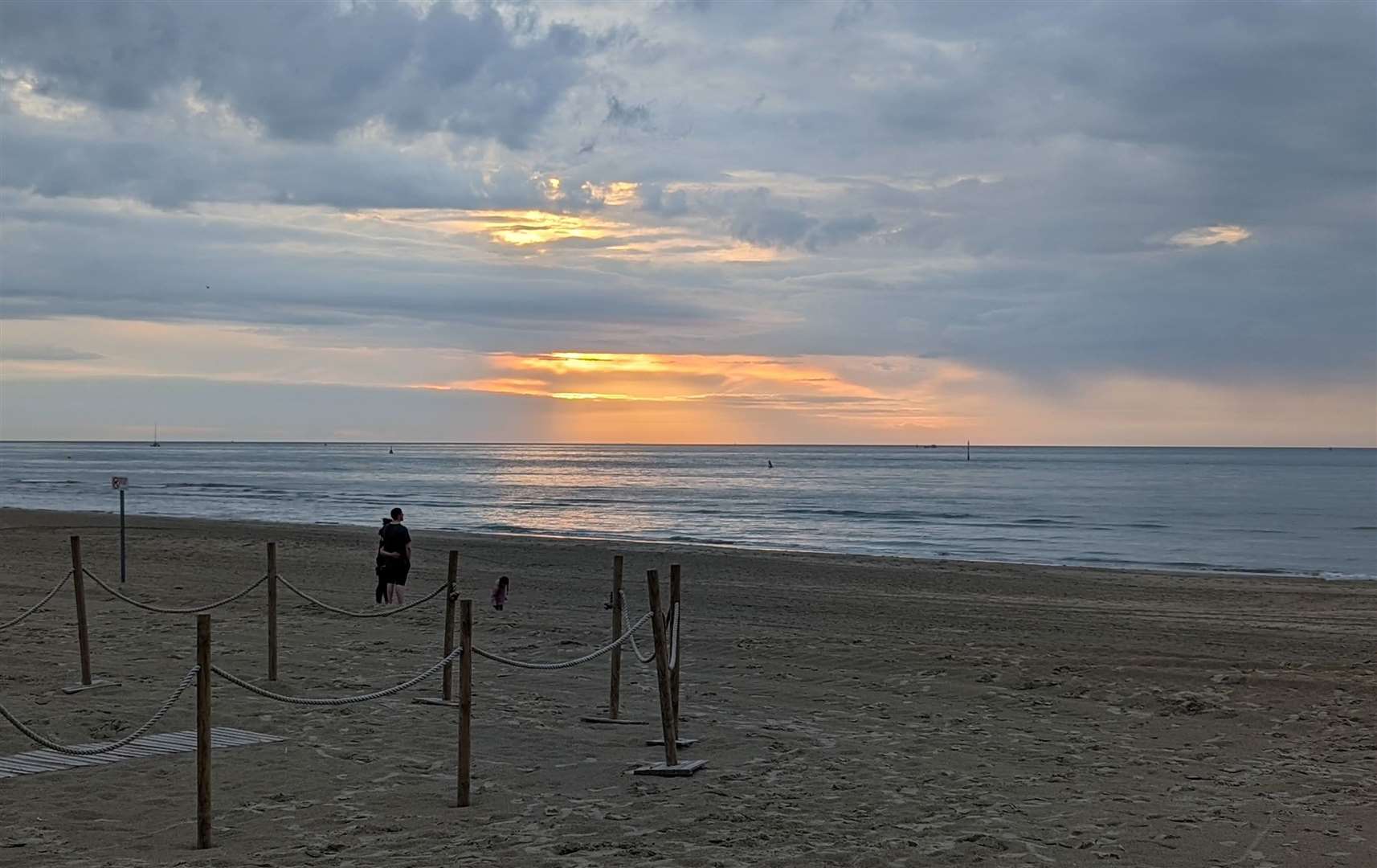 Sunset over the North Sea seen from the beach at Dunkirk