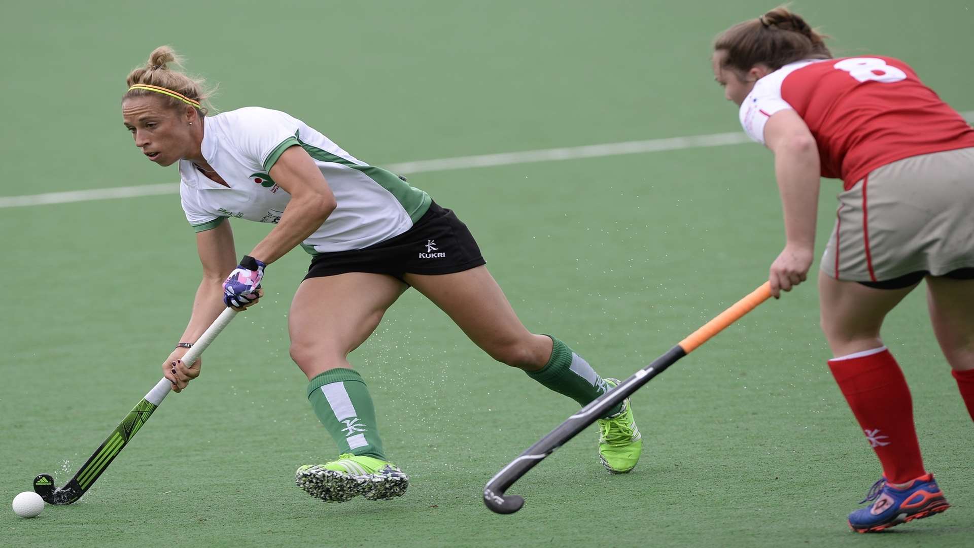 Susannah Townsend pushes forward against Pegasus in the recent EuroHockey Championships in Bilthoven. Picture: Ady Kerry