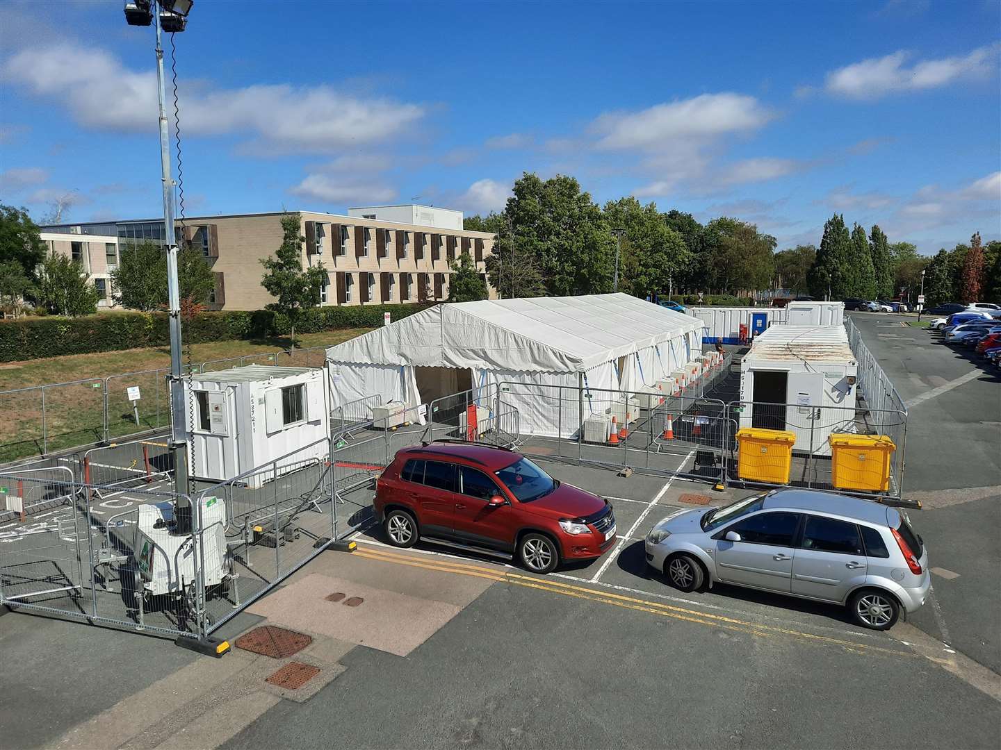 The walk-in Covid test centre at the University of Kent's Canterbury campus