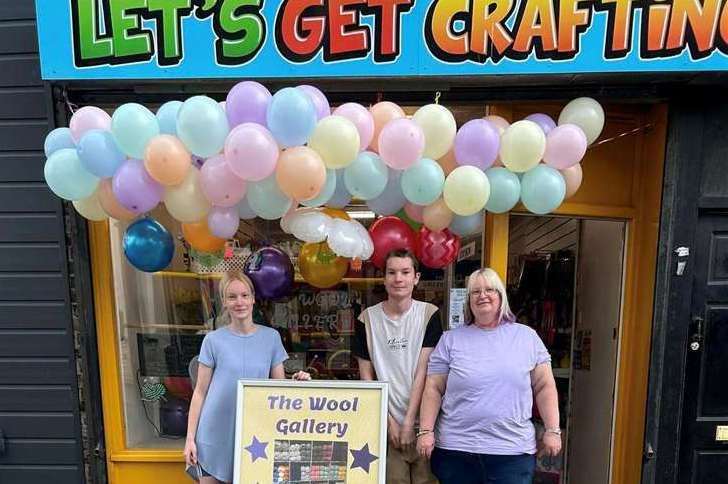 Hayley Stock (far right) runs Let's Get Crafting in Sheerness as a family business