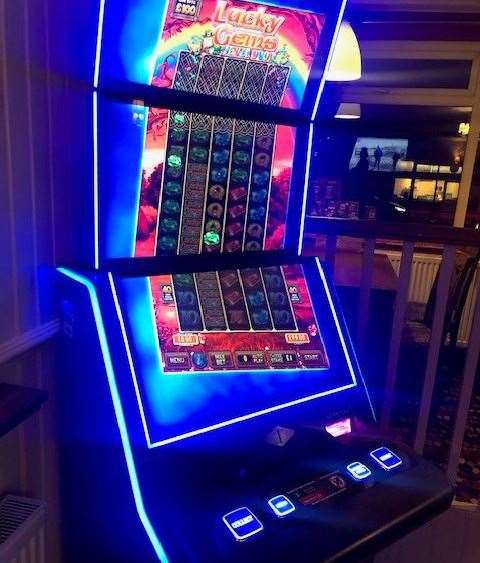 A brightly-coloured monster, this huge fruit machine announced that, like everything else here, it’s protected by closed-circuit television