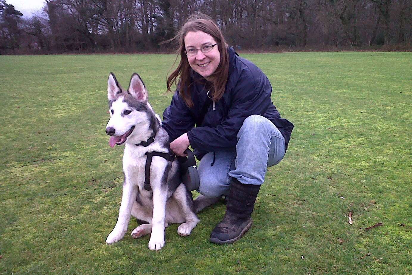 Erika Nurmsoo with her beloved pet Tundra before his death