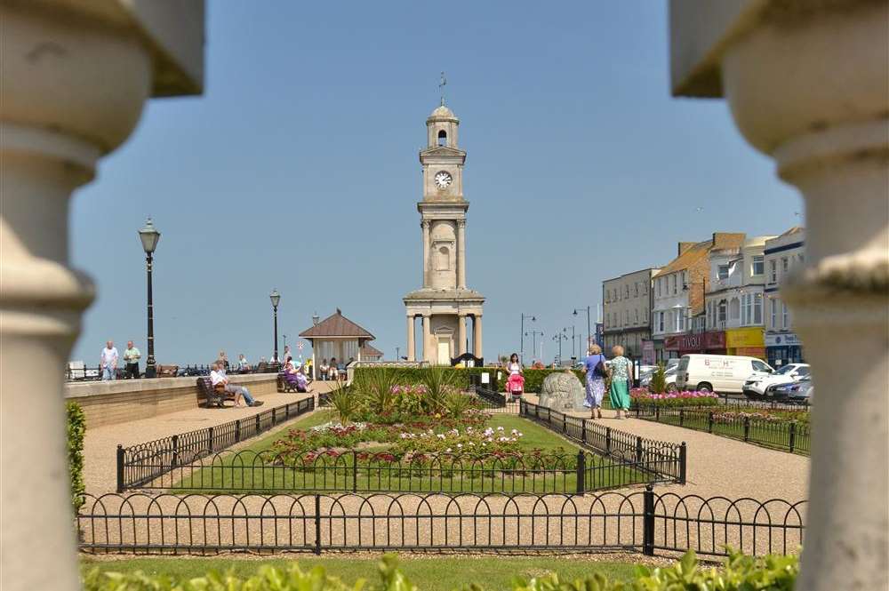 The clock tower and gardens in Central Parade, Herne Bay