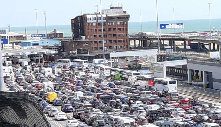 Traffic queues at the Port of Dover