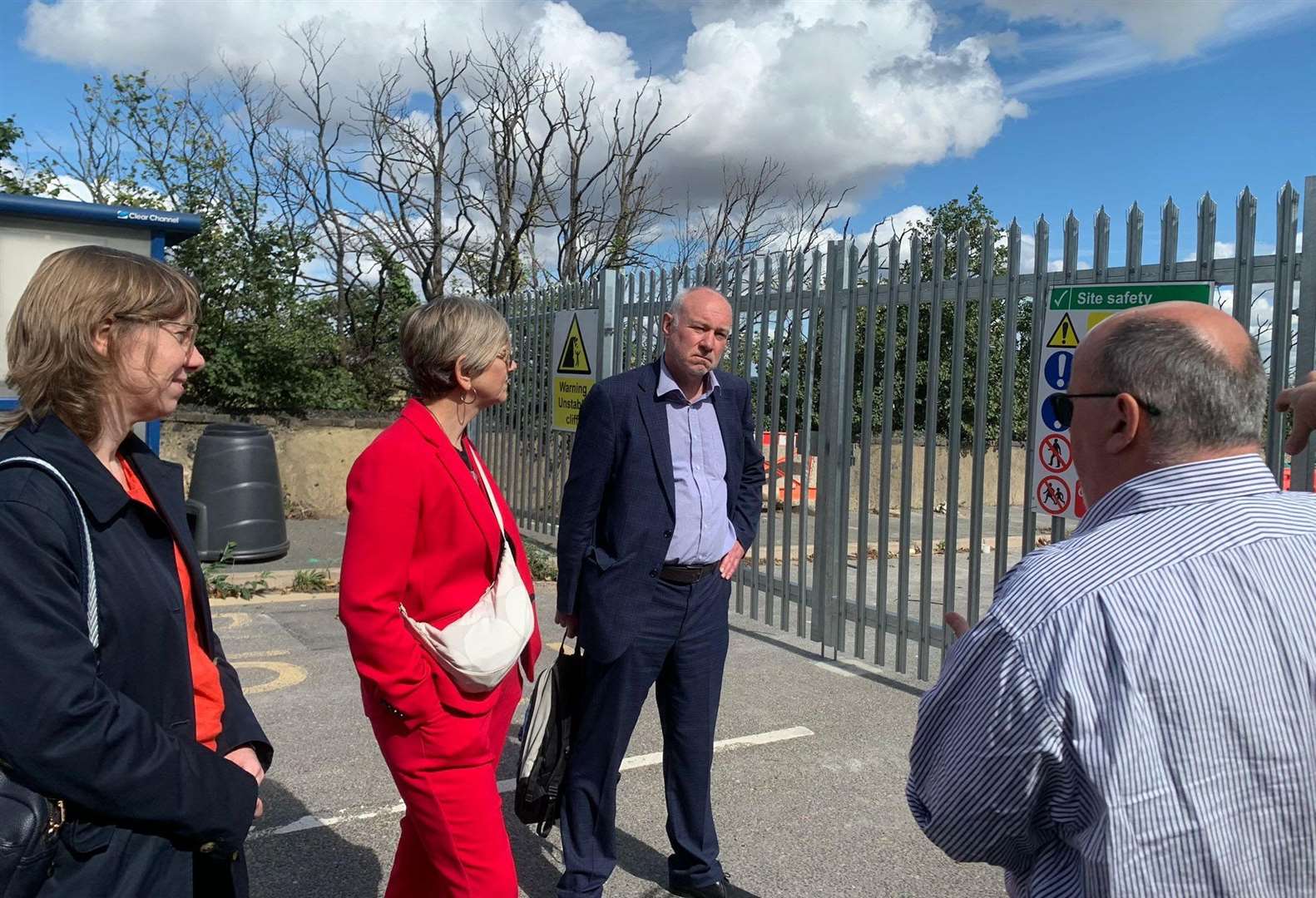 From left: Gravesham MP Dr Lauren Sullivan, government minister Lilian Greenwood and Dartford MP Jim Dickson hear about the progress on the road closure. Picture: Jim Dickson