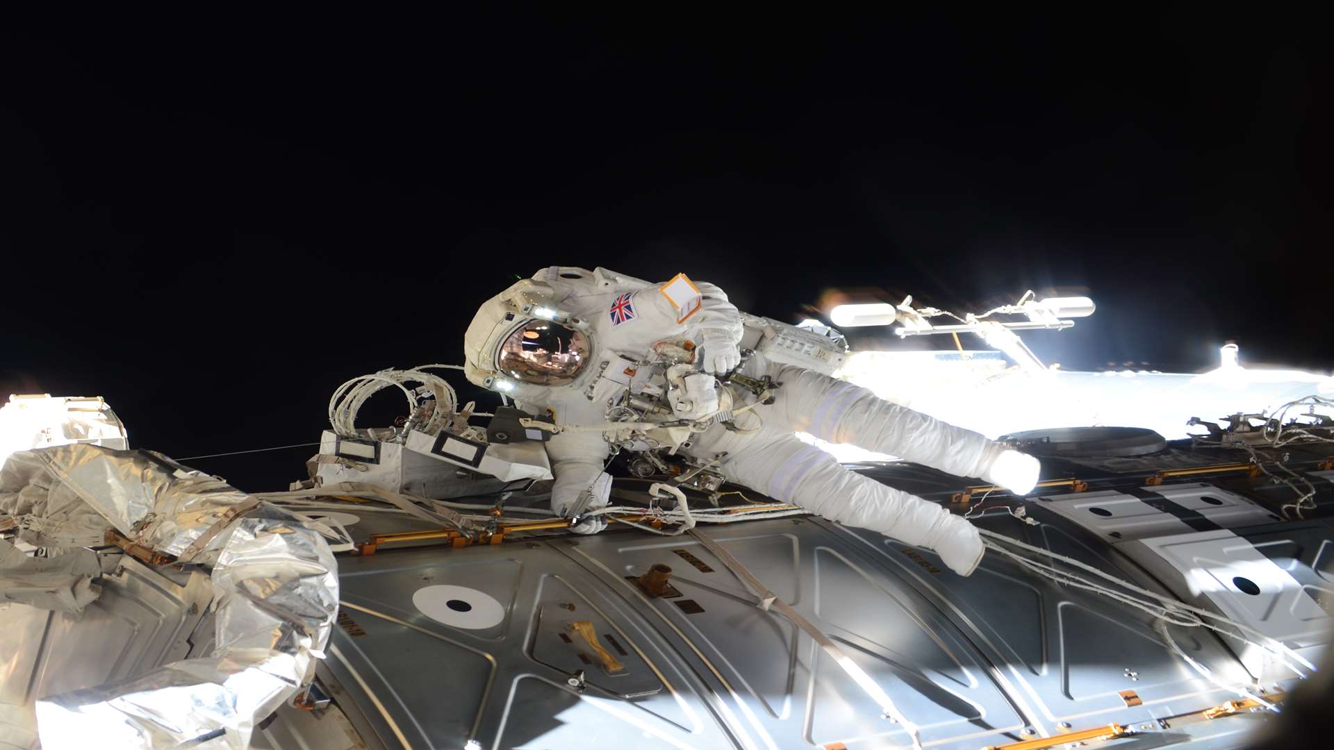 Major Tim Peake embarks on his first spacewalk. Picture: Tim Peake flickr