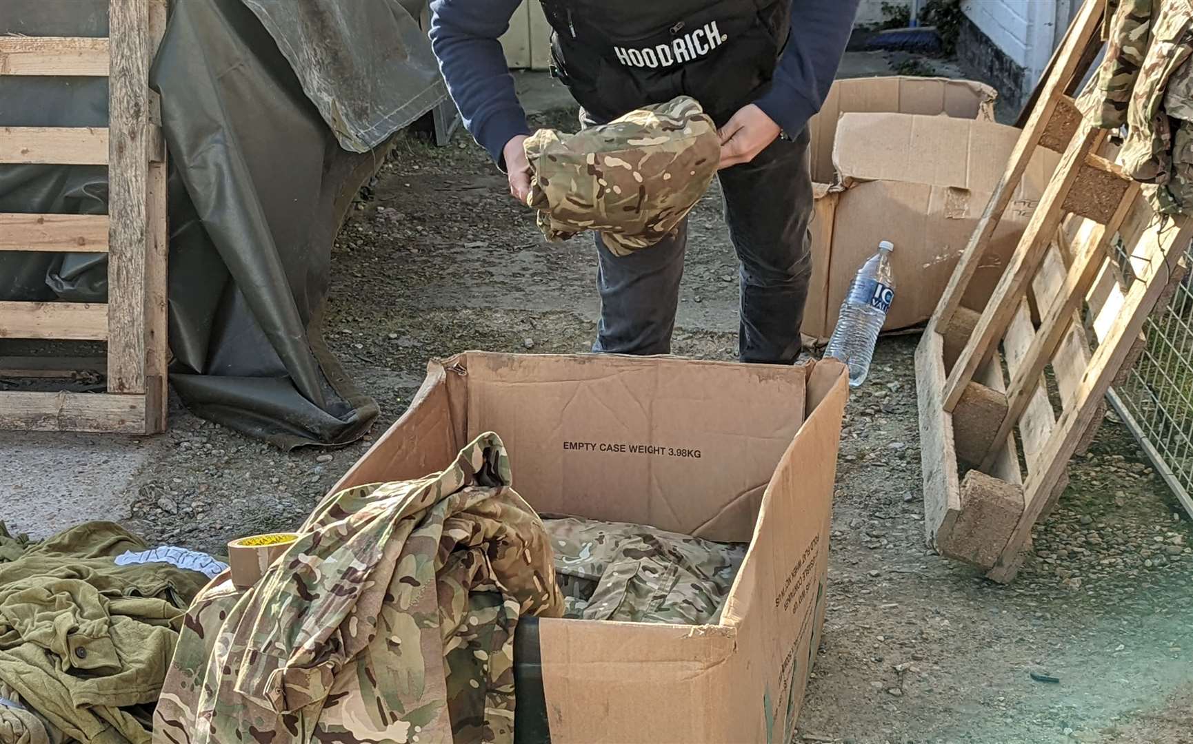 Supplies being boxed up ready to be sent back to Ukraine