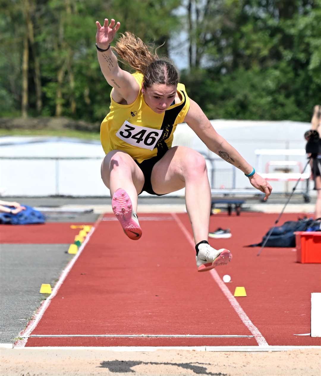 Faith Cox (Ashford AC) was fifth in the Senior Women’s long jump. Picture: Simon Hildrew