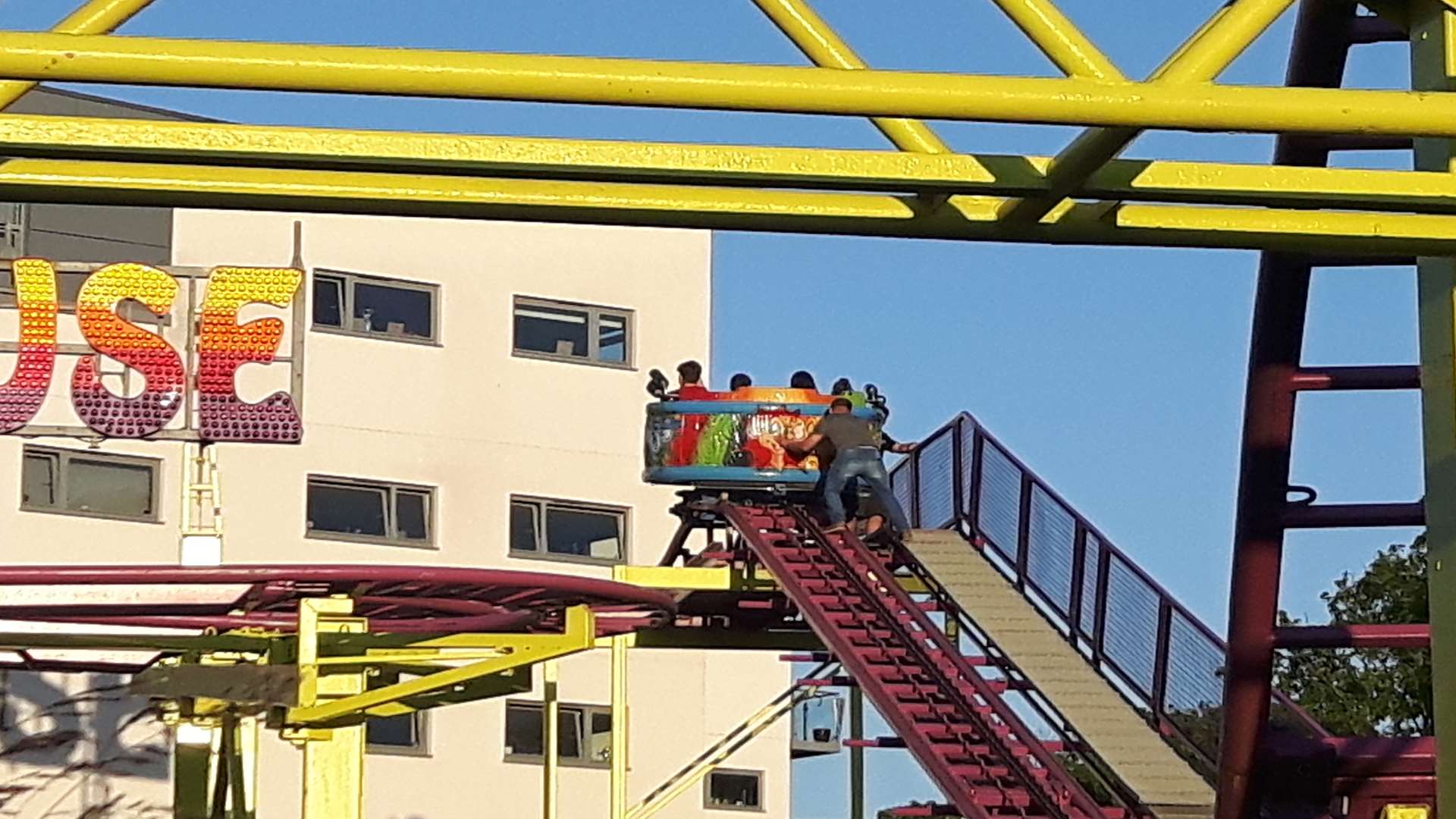 A cart got stuck on the Magic Mouse ride. Picture: Katie Davis