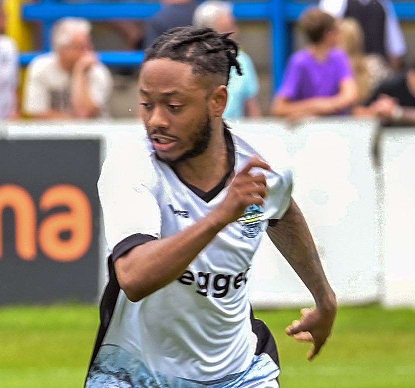 Midfielder Iffy Allen – came off the bench for Dover, only to miss a late chance to set up a grandstand finish. Picture: Stuart Brock