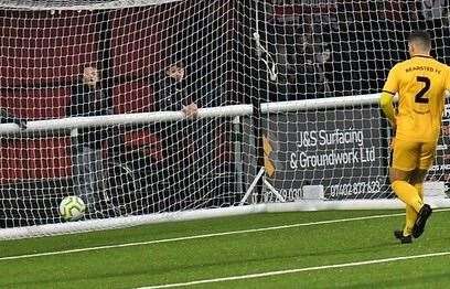 A Bearsted defender can only watch on as the Ites score one of their three goals. Picture: Marc Richards