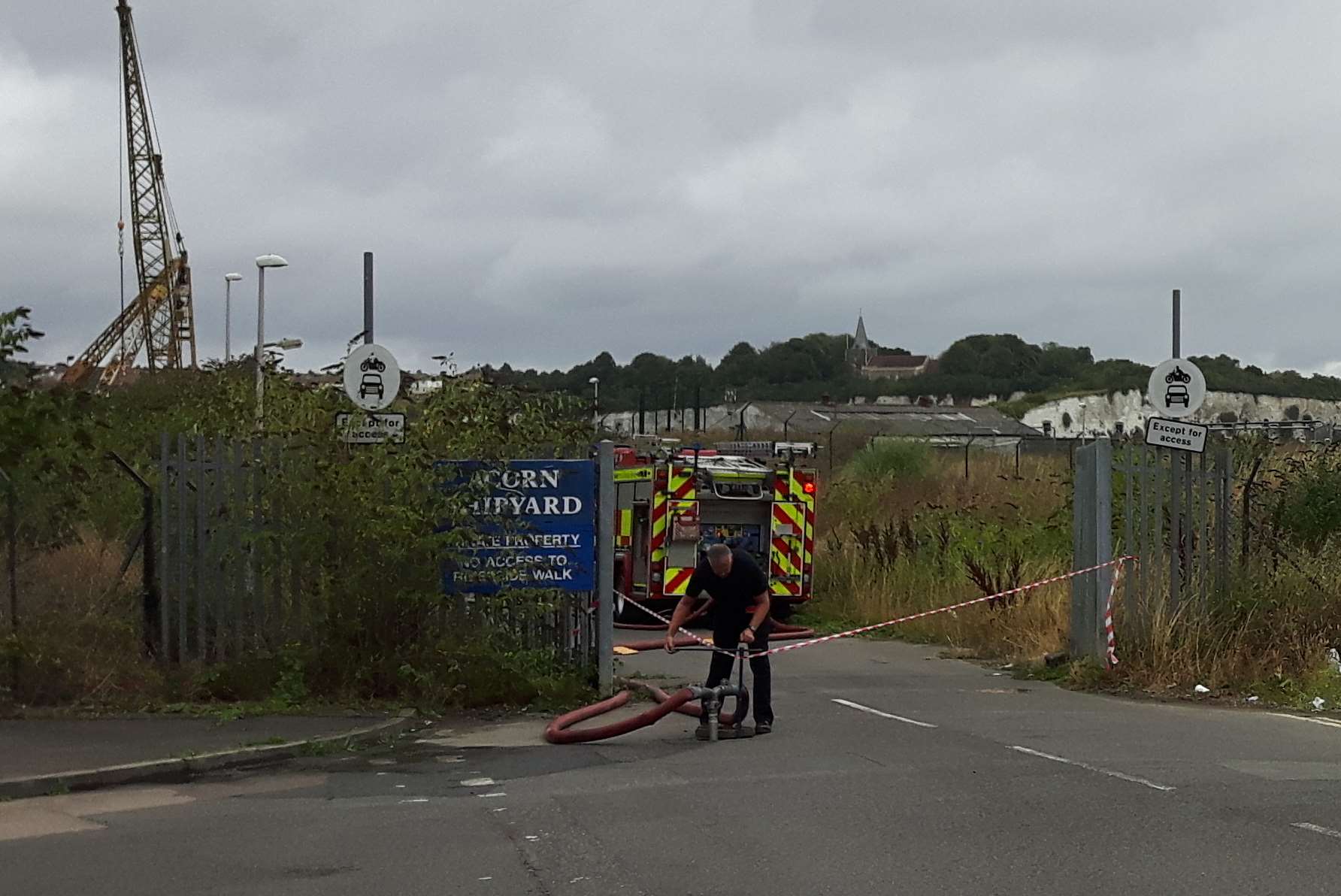 Fire crews cordon off the area