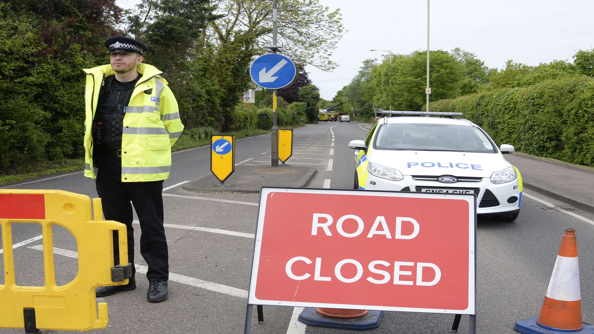 The scene of the fatal crash on the A291