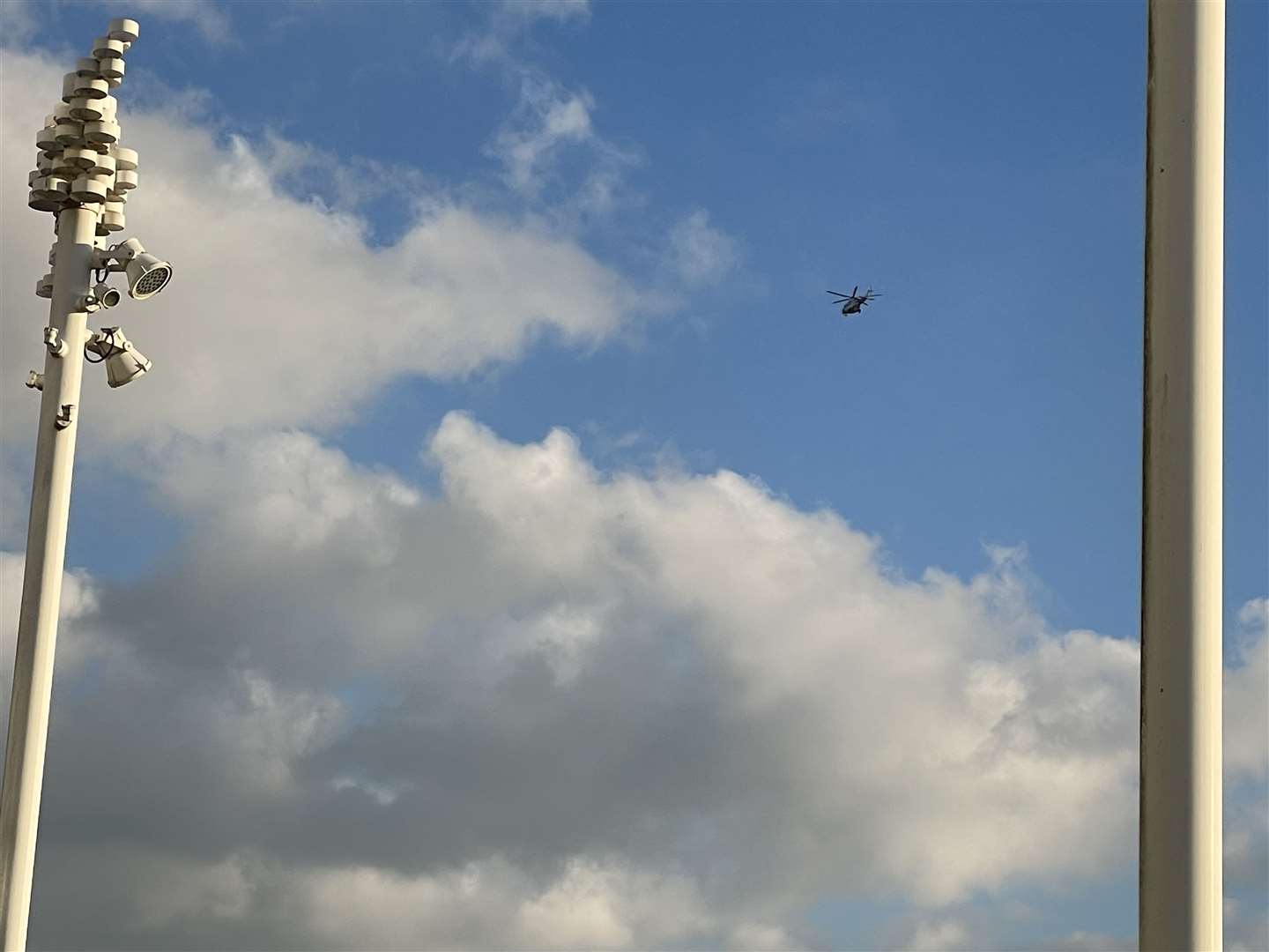 A helicopter seen flying over Dover this morning