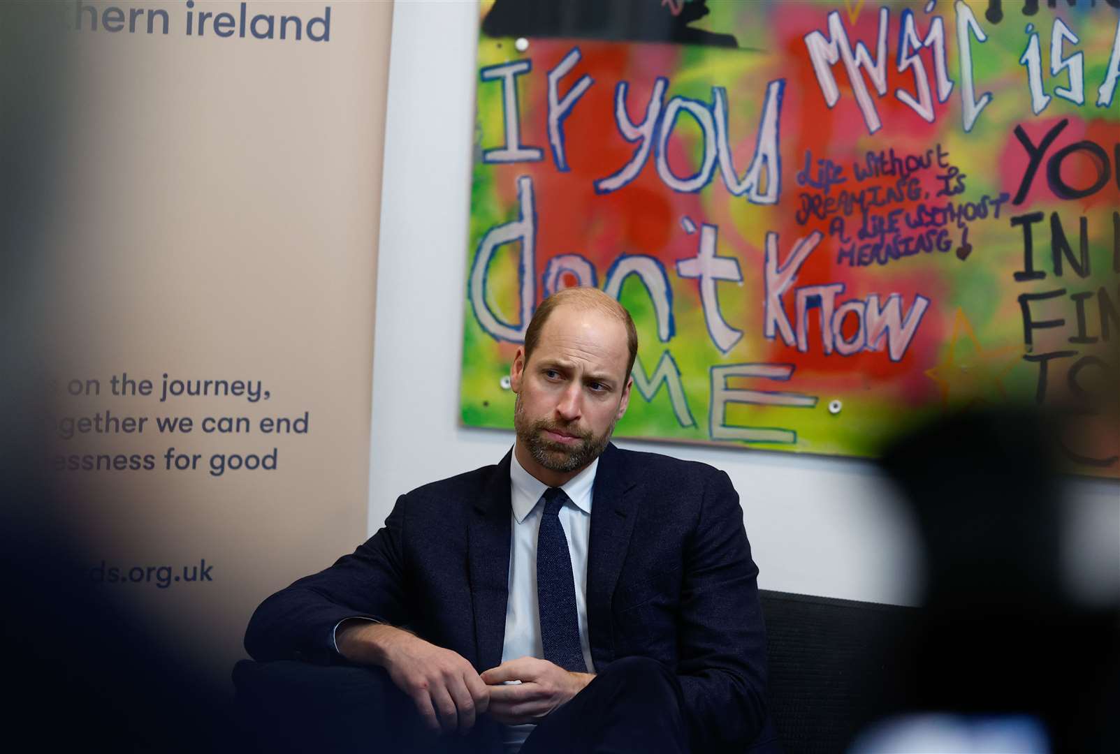 William spoke to young people about their experiences and the support they have received. (Jason Cairnduff/PA)