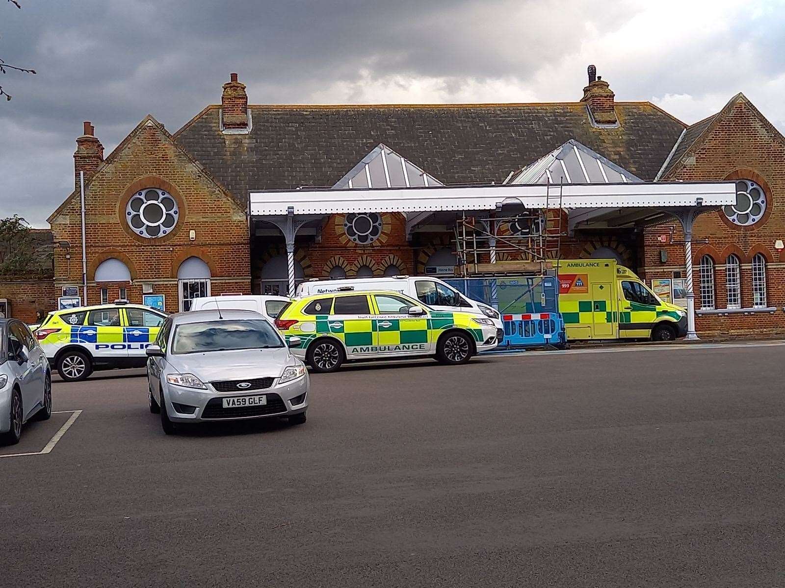 Emergency services at Herne Bay station