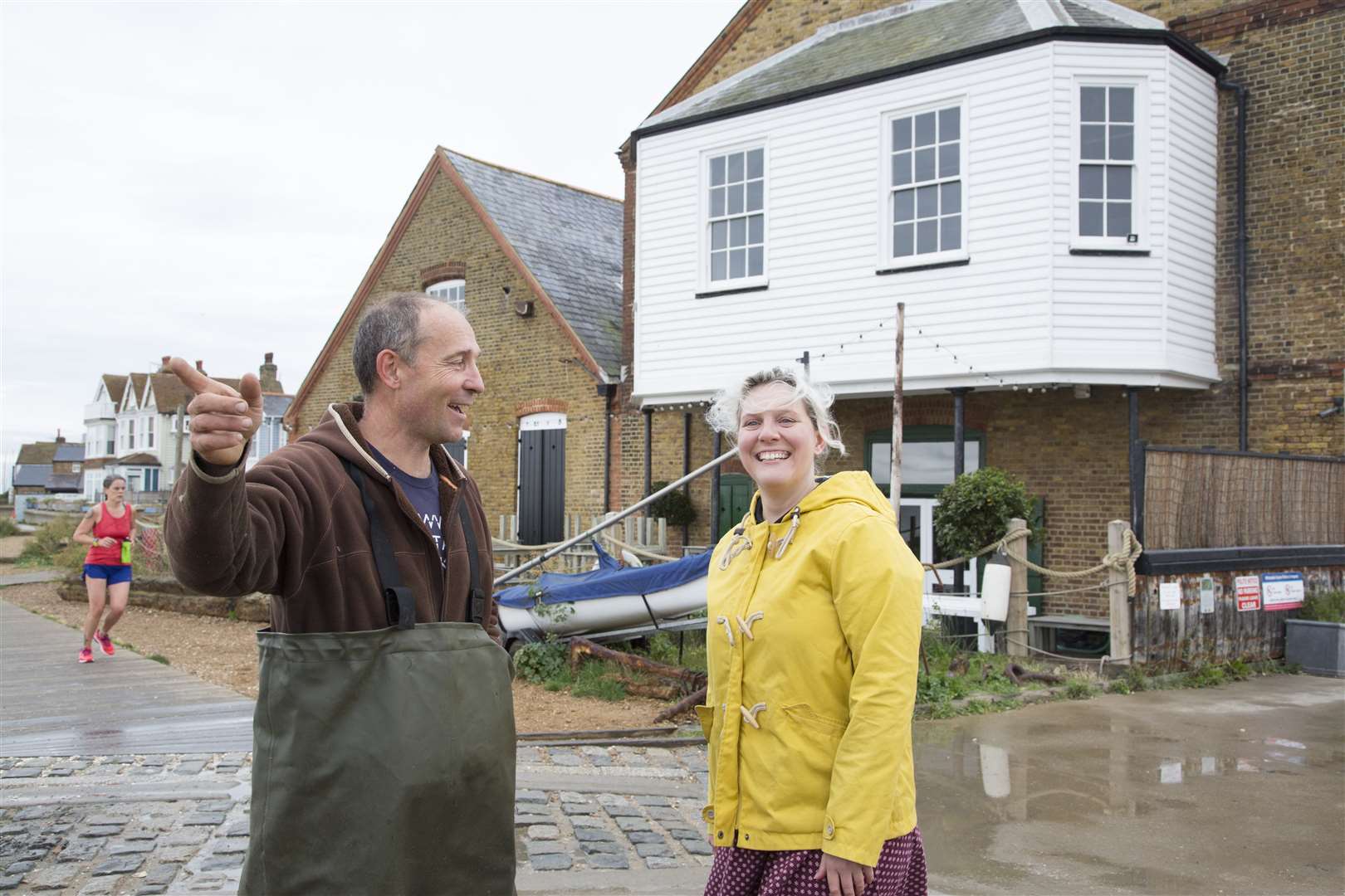 James Green points out the Oyster beds to reporter Jodie Nesling