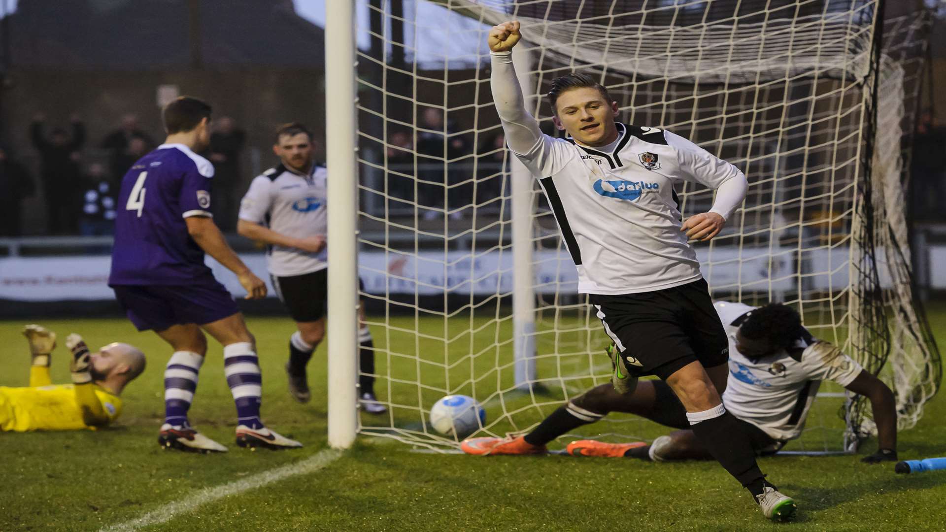 Andy Pugh celebrates scoring Dartford's fourth. Picture: Andy Payton